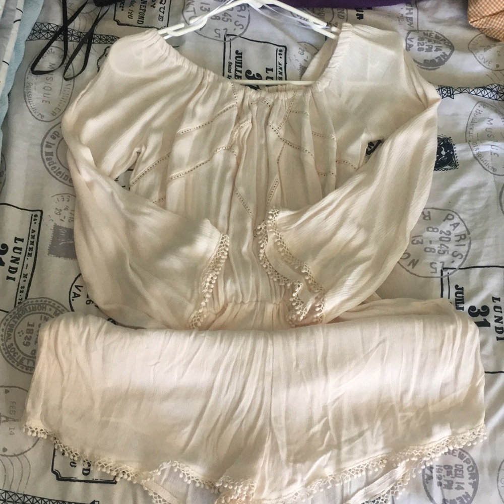 Long sleeve off the shoulder romper